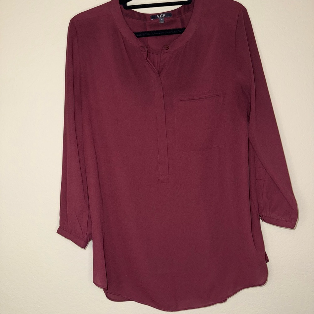 NYDJ Deep Red Pintuck Blouse